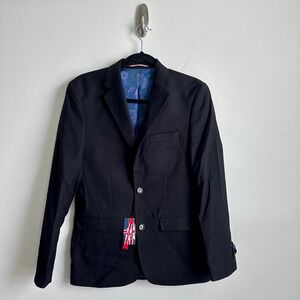 Soul of London Blazer Mens 34R Black Slim Fit 7 Drop Floral Lined Jacket New